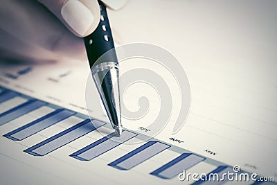 Financial graphs analysis stock market report Stock Photo