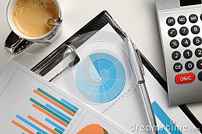 Financial graphs analysis top view Stock Photo