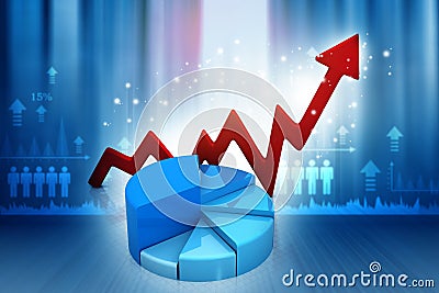 Financial graphs and charts show business growth Stock Photo