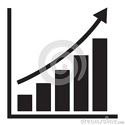 Financial growth chart with trend line graph. bar chart. Vector Illustration