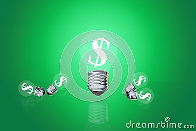 Financial idea Earned dollars to light a lamp Stock Photo