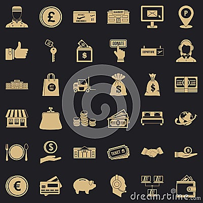 Financial incentives icons set, simple style Vector Illustration