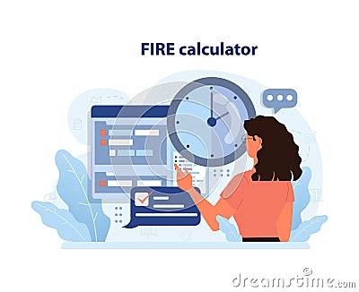 Financial independence, FIRE concept. Investment portfolio calculator. Vector Illustration