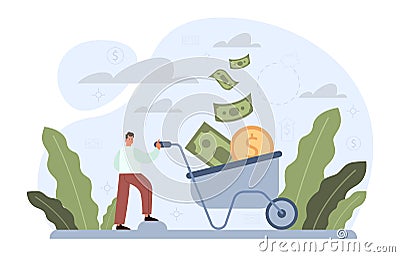 Financial inflation concept. Growing up prices for goods and value Vector Illustration