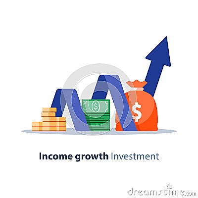 Financial investment, pension fund, banking services, budget plan, finance report, income growth, retirement savings Vector Illustration