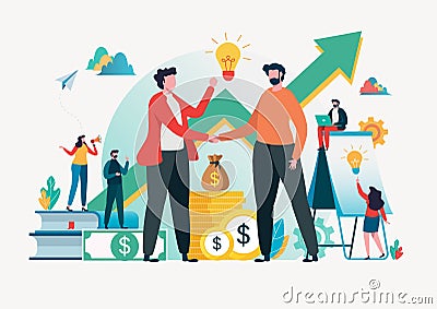 Financial investments concept. Business assistant. innovation, marketing, analysis. vector illustration. Flat cartoon character Cartoon Illustration