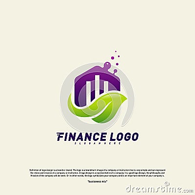 Financial with leaf Logo Design Concept. Green Finance logo Template Vector Icon Vector Illustration