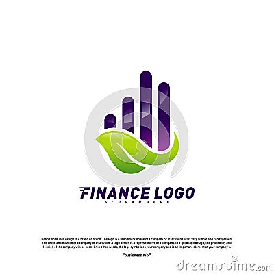 Financial with leaf Logo Design Concept. Green Finance logo Template Vector Icon Vector Illustration