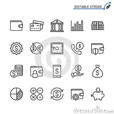 Financial management outline icon set Vector Illustration