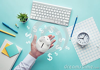 Financial management and savings money in crisis concepts.investment and time to success.worker planing salary Stock Photo