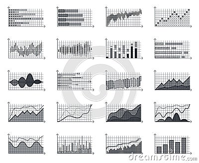 Financial market information business graphs charts currency infographic investment data concept growth diagram isolated Vector Illustration