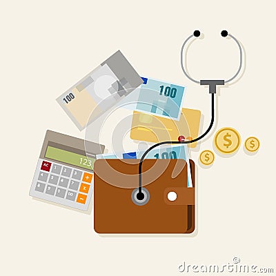 Financial money management checkup planning Vector Illustration