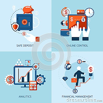 Financial online banking and payment control Vector Illustration