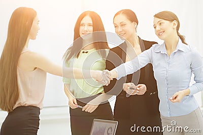 Financial partners shaking hands after successful negotiations Stock Photo