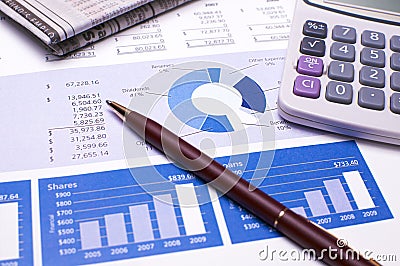 Financial Planning Blue Reports Stock Photo