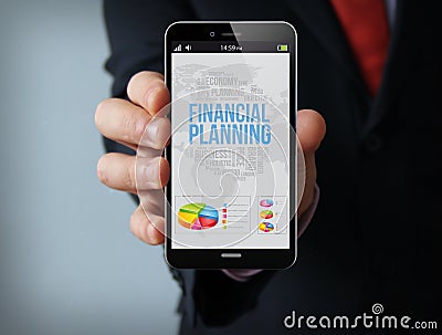 Financial planning businessman smartphone Stock Photo
