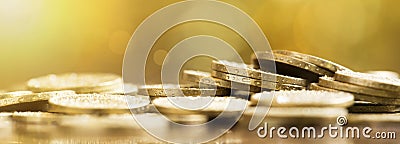 Financial planning - gold money coins banner Stock Photo