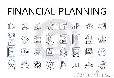 Financial Planning line icons collection. Asset Management, Wealth Management, Investment Strategy, Fiscal Planning Vector Illustration