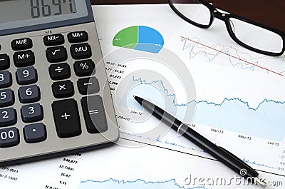 Financial Planning or SEO Concept - Sales or Visitors Report and Graphs Analysis Stock Photo