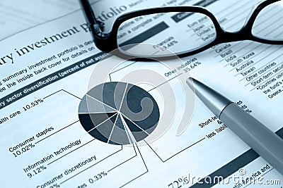 Financial portfolio, investment review Stock Photo