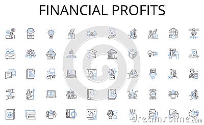 Financial profits line icons collection. Ownership, Title, Deed, Possession, Estate, Domain, Tenure vector and linear Vector Illustration