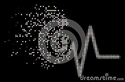 Bright Disintegrating Dot Halftone Financial Pulse Icon Vector Illustration