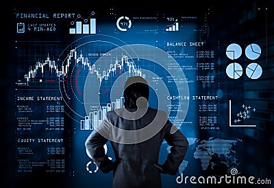 Financial report data of business operations balance sheet and income statement and diagram Stock Photo