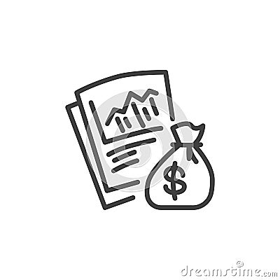 Financial report line icon Vector Illustration