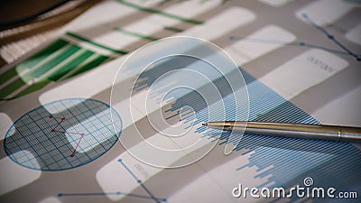 Financial report and strategic plan charts with pointers closeup Stock Photo