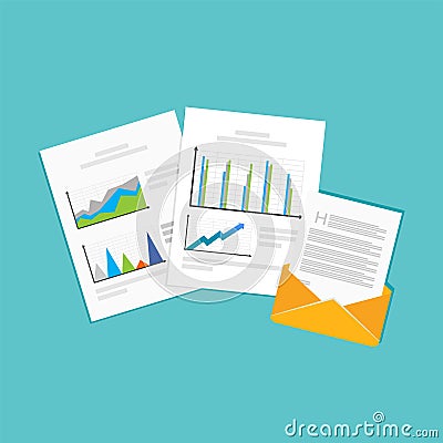 Financial reports. Business documents symbol Vector Illustration