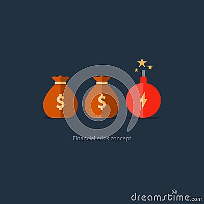 Financial risks, prize fund money icon, dangerous business Vector Illustration