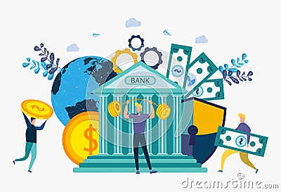 Financial services. Financial transaction. E-commerce and electronic payments. Banking operations, protection of savings Stock Photo