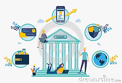 Financial services. Financial transaction. E-commerce and electronic payments. Banking operations, protection of savings Stock Photo