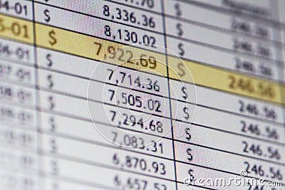 Financial Spreadsheet Stock Photo