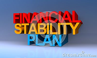 Financial stability plan on blue Stock Photo