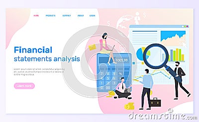 Financial Statement Analysis, Statistical Graphics Vector Illustration