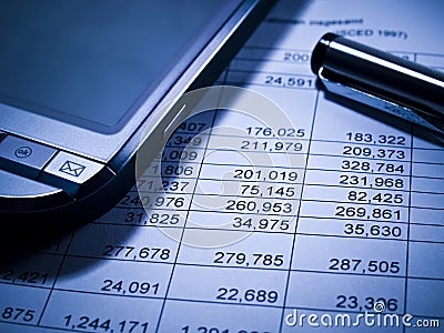 Financial statement and PDA Stock Photo