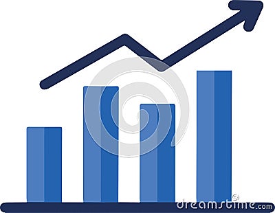 Financial statistic up indication arrow. 3d illustration isolated on white background. Raster version Vector Illustration