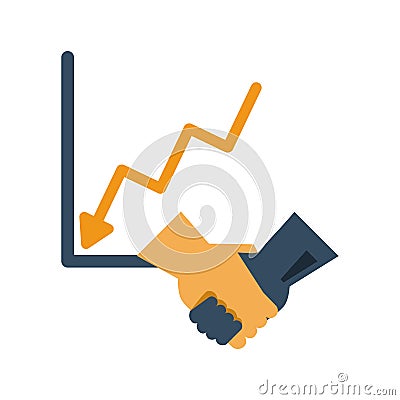 Financial statistics graphic with handshake Vector Illustration