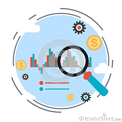 Financial statistics, market trends analysis, business chart vector concept Vector Illustration