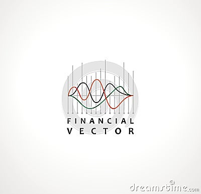 Financial Stock Exchange Market Charts Logo design abstract vector template. Finance company Logotype concept. Vector Illustration