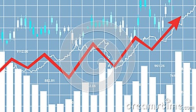 Financial stock market graph Cartoon Illustration