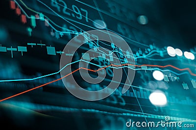 Financial stock market investment trading graph. Candle stick graph chart. Stock Photo