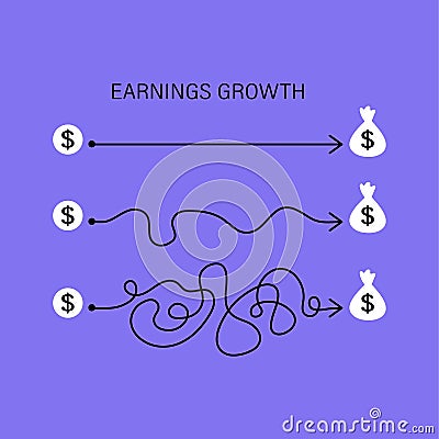 Financial success. The easy way or the hard way. Vector Illustration