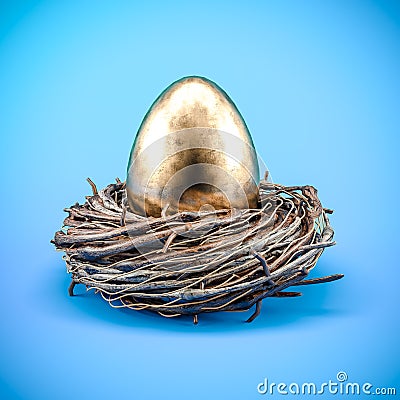 Financial Success finding the Golden Egg. Cartoon Illustration