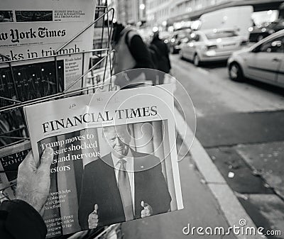 Financial Times about Donald Trump new USA president Editorial Stock Photo