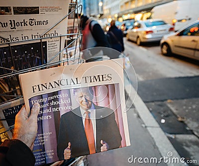 Financial Times about Donald Trump new USA president Editorial Stock Photo