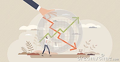 Financial trends, economical market analysis and chart tiny person concept Vector Illustration