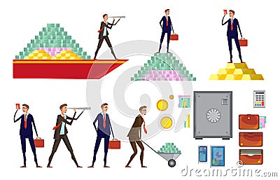 Financial Wealth Icon Set Vector Illustration