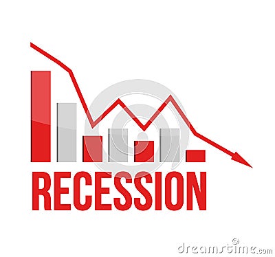 financials in red. recession business graph Cartoon Illustration